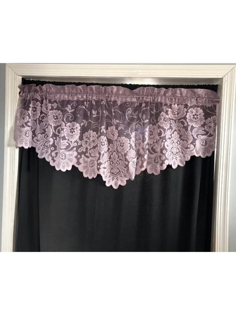Purple Floral Lace Valance Curtain 54
